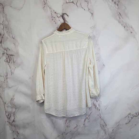 & Other Stories Peasant Top Size 4 Small White Button Popover Blouse 3/4 Sleeve - Picture 5 of 14